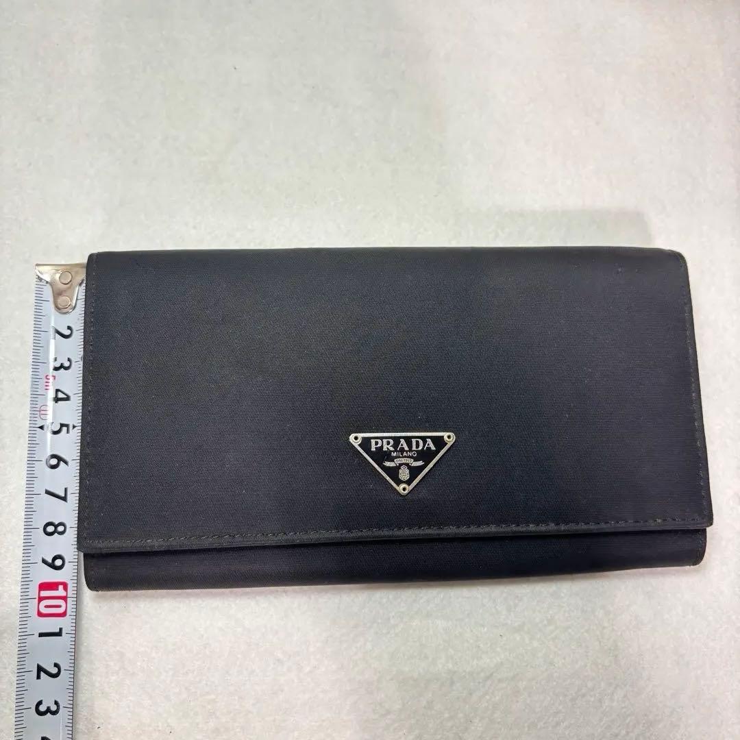 美品　PRADA プラダ　ブラック ナイロン　長財布　二つ折り財布