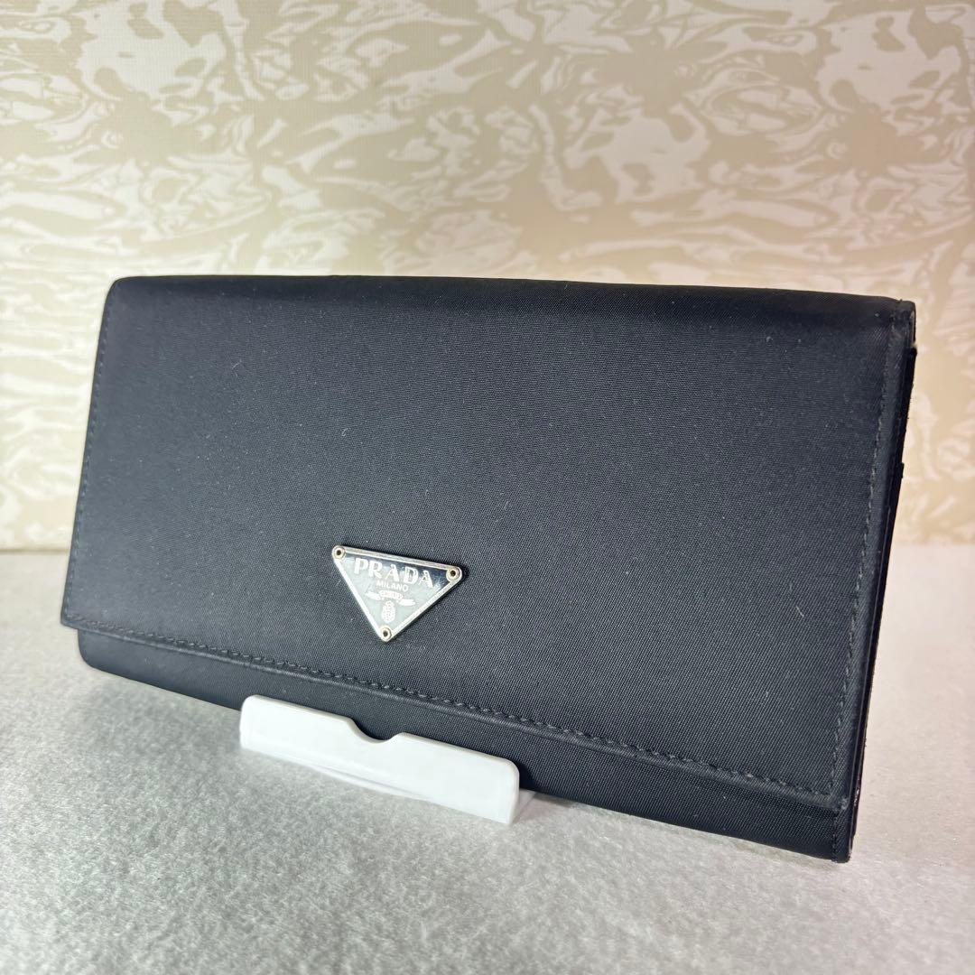 美品　PRADA プラダ　ブラック ナイロン　長財布　二つ折り財布