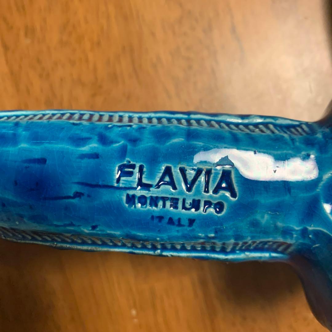 FLAVIA 陶器オブジェ 青 犬と花瓶のセット