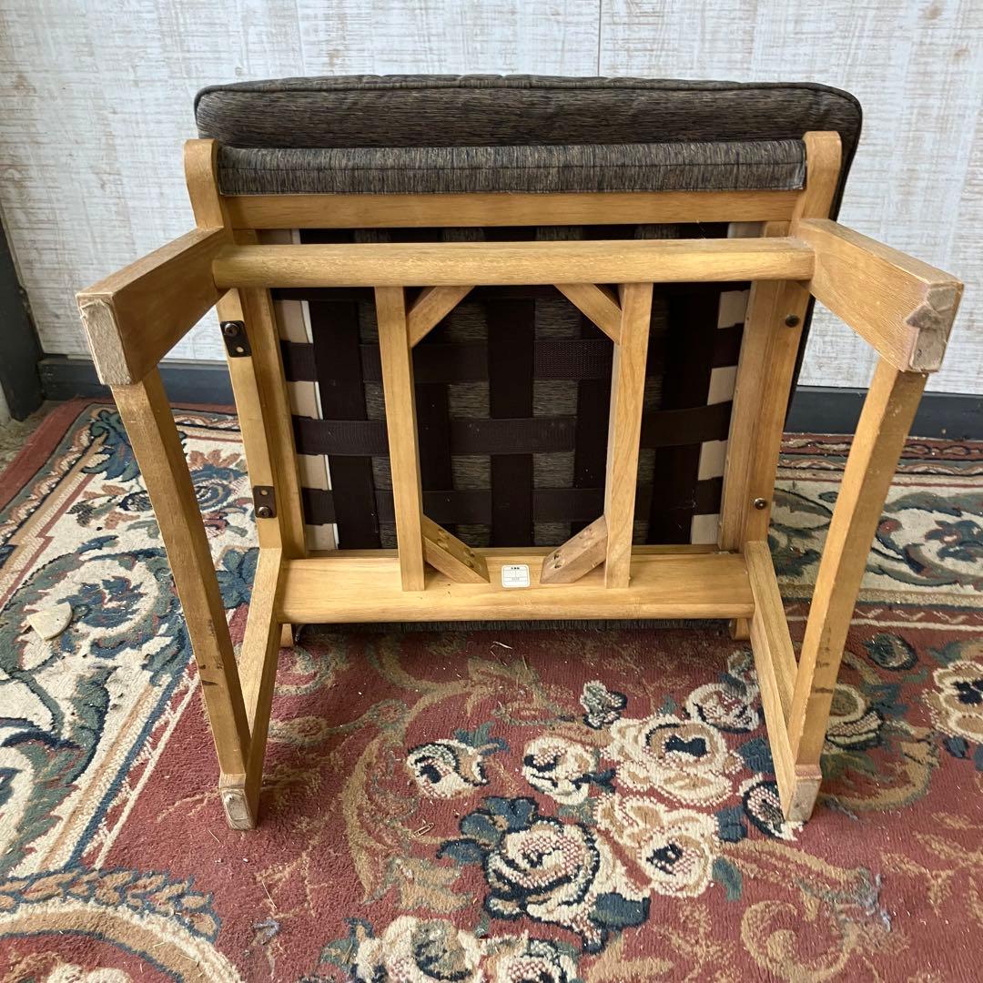 ⑥ 北欧レトロ ミキモク 雅 木製フレーム アームレスチェア 一人掛けソファー