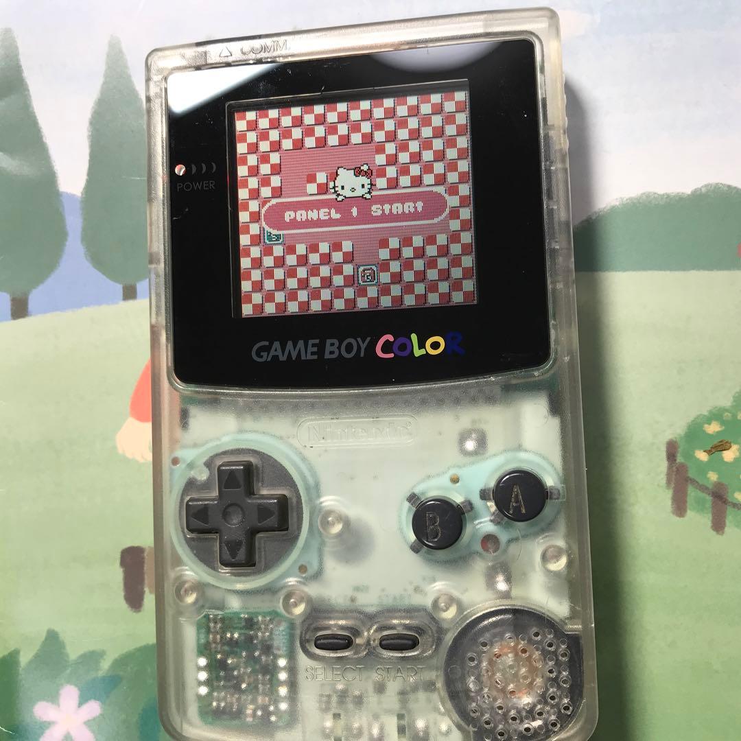 任天堂ゲームボーイカラークリ❤️新偏光板液晶ガラス製スクリーンレンズ交換済