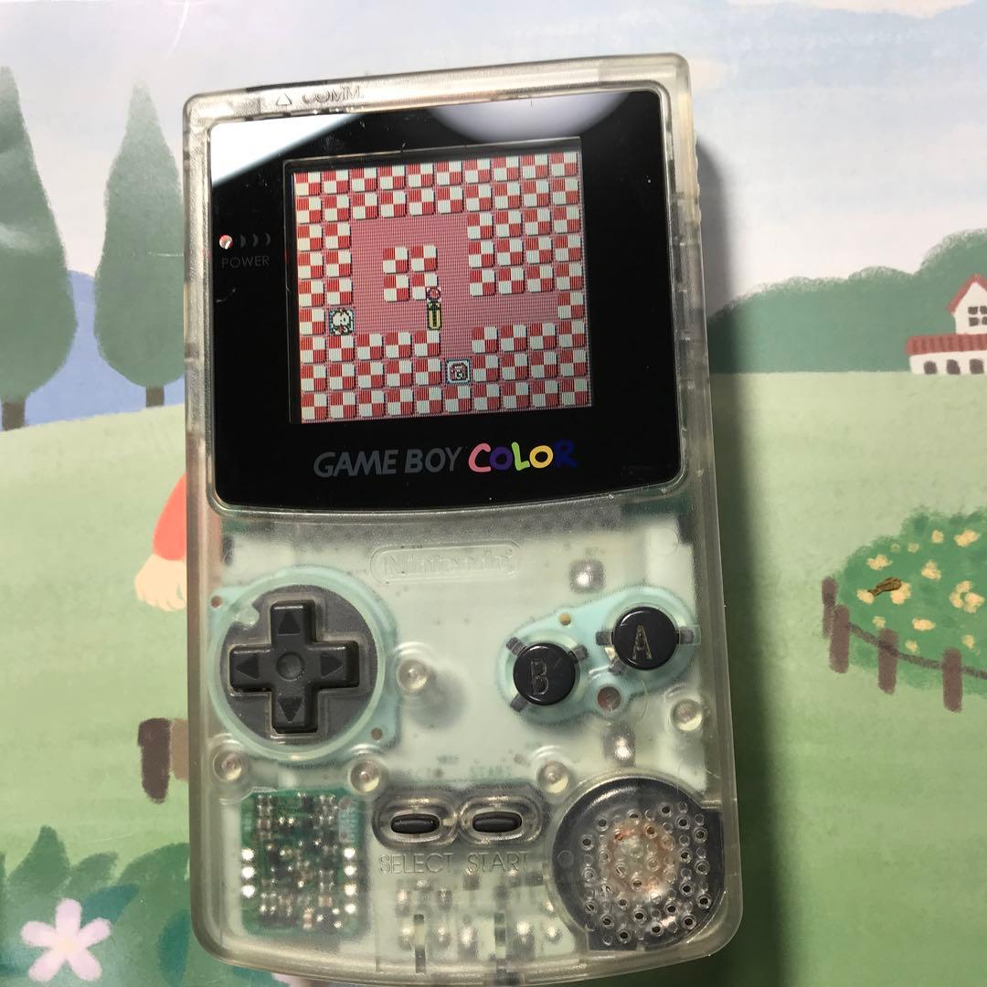 任天堂ゲームボーイカラークリ❤️新偏光板液晶ガラス製スクリーンレンズ交換済