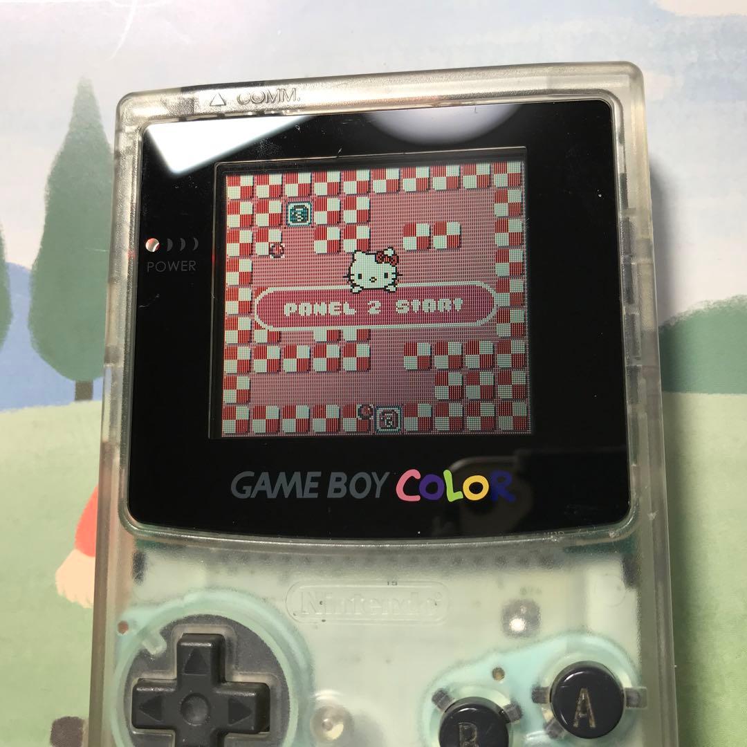 任天堂ゲームボーイカラークリ❤️新偏光板液晶ガラス製スクリーンレンズ交換済