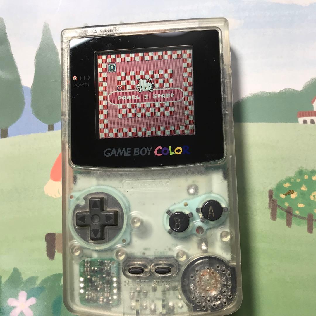任天堂ゲームボーイカラークリ❤️新偏光板液晶ガラス製スクリーンレンズ交換済