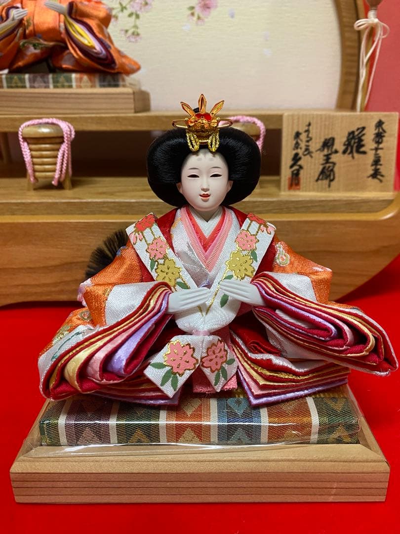 東京久月　雛人形親王飾り円形アクリルケース・間口約４５×奥行約２４×高さ約３９㎝