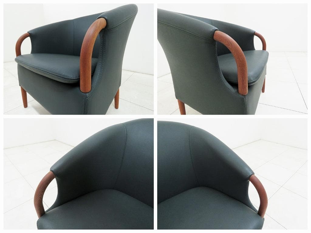 デンマーク NIELAUS&JEKI MOBLER 1人掛けソファ 本革×チーク