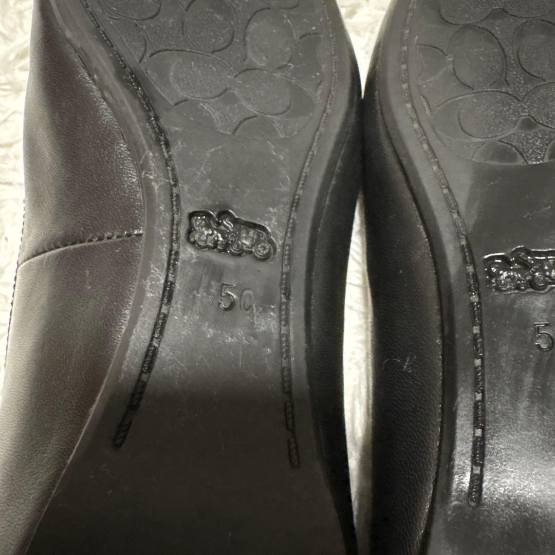 COACH コーチ バレエシューズ フラットシューズ 黒 5C レザー