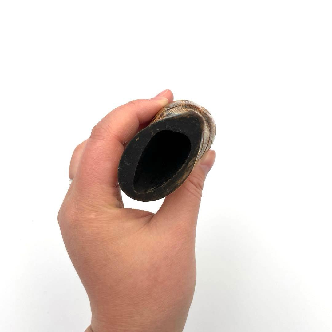 フクロウの水牛角彫刻置物