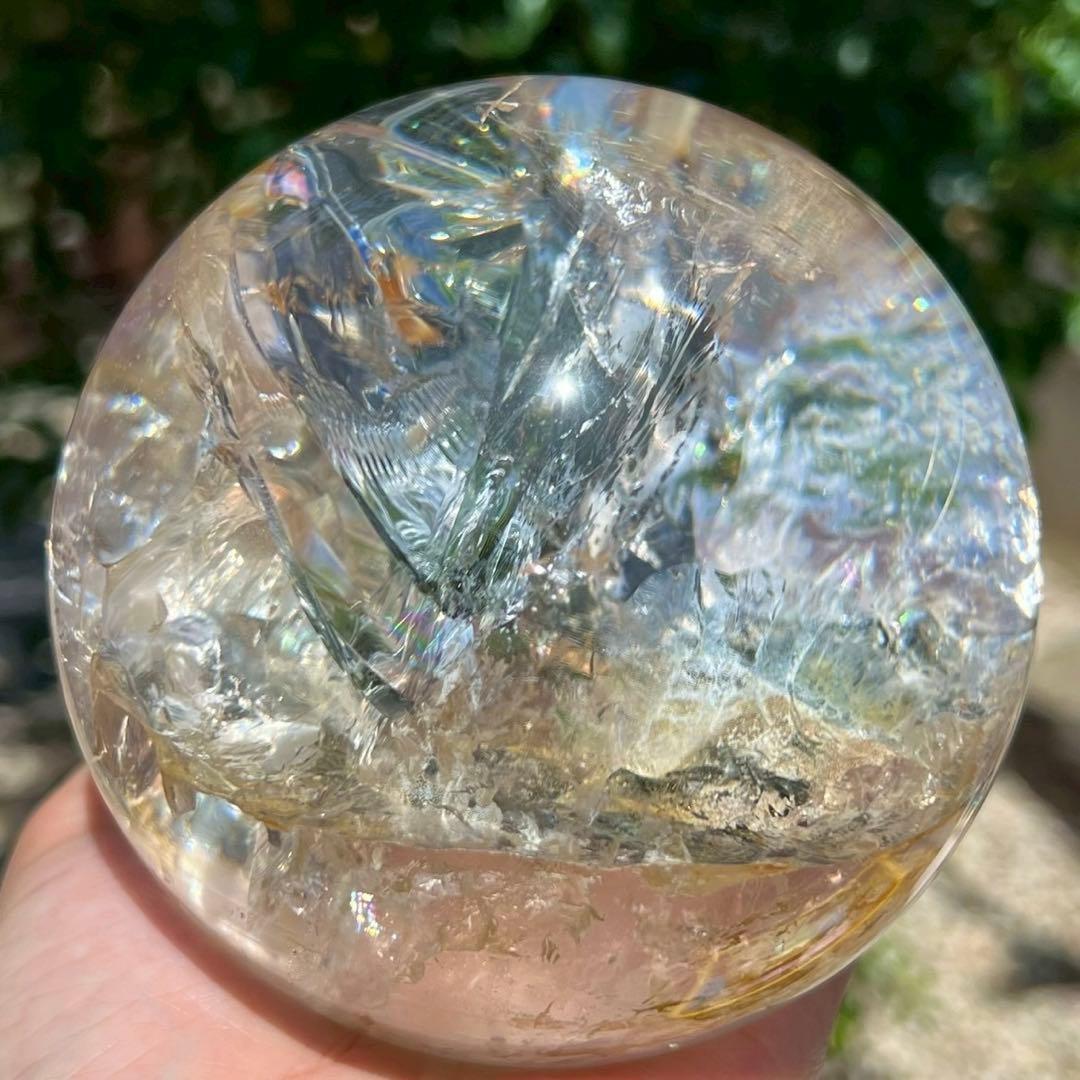 ◎家宝級 美麗宝珠☆超逸品☆レインボー スーパーファントム 水晶 丸玉 天然石