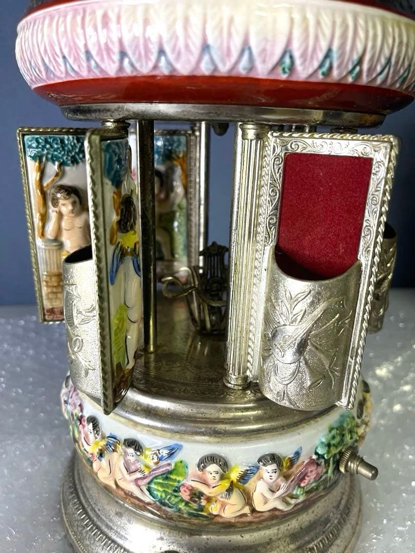 『REUGE』リュージュ　陶器製カラクリ オルゴール　葉巻入れ　アンティーク