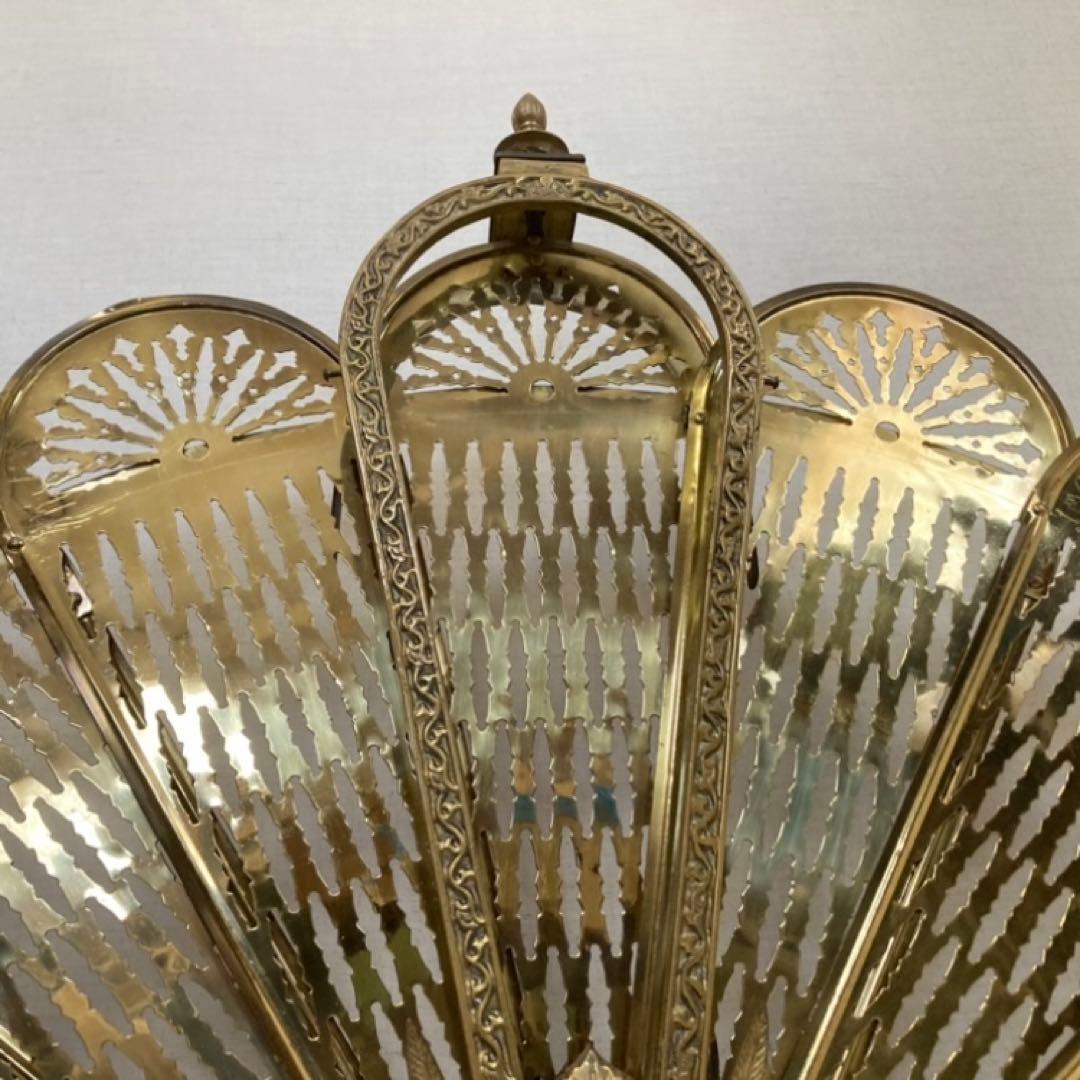 ファイヤースクリーン 暖炉 ストーブ 衝立 真鍮 金属 レトロ ヴィンテージ