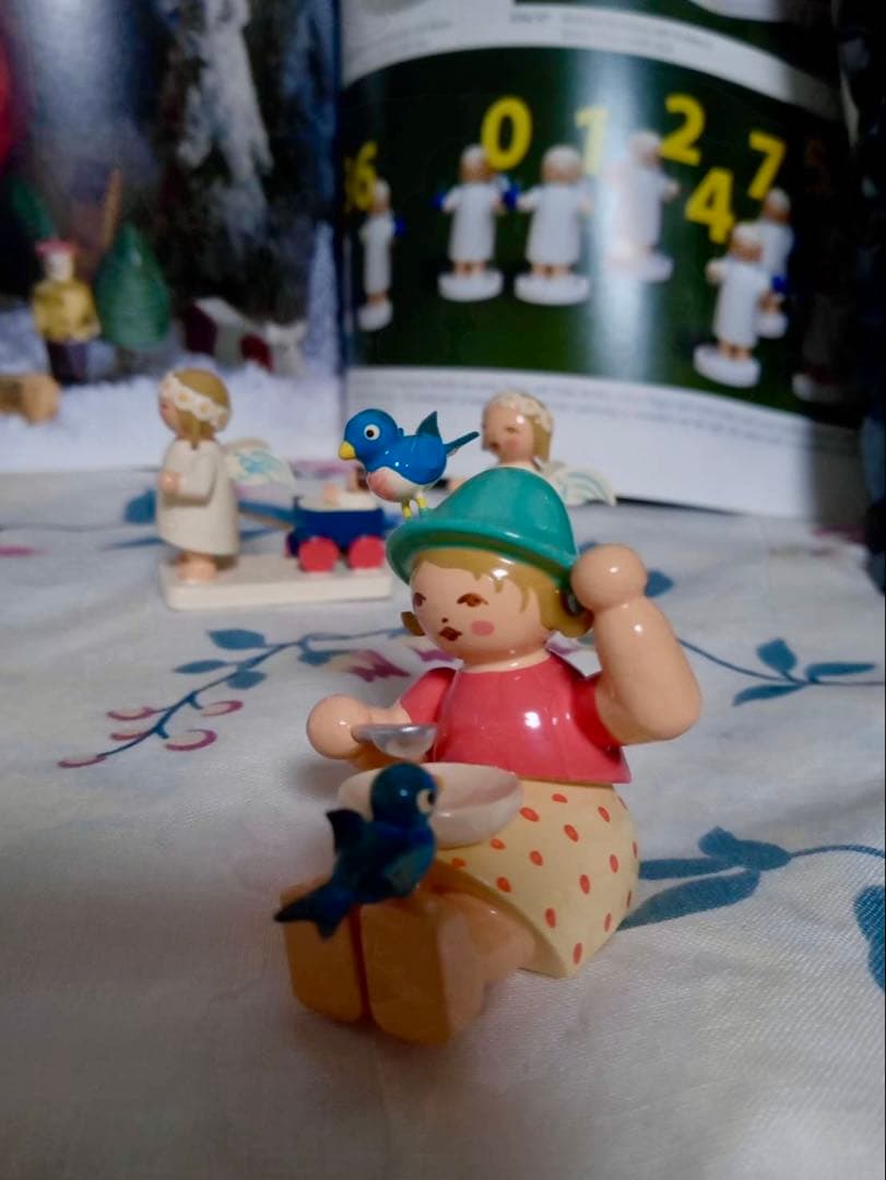 ヴェント＆キューン　Wendt&Kühn 女の子　ザイフェン　工芸品　小鳥