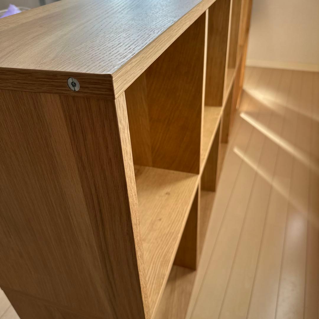 無印良品スタッキングシェルフ　オーク材 ５段×２列・オーク材 コの字棚２個付