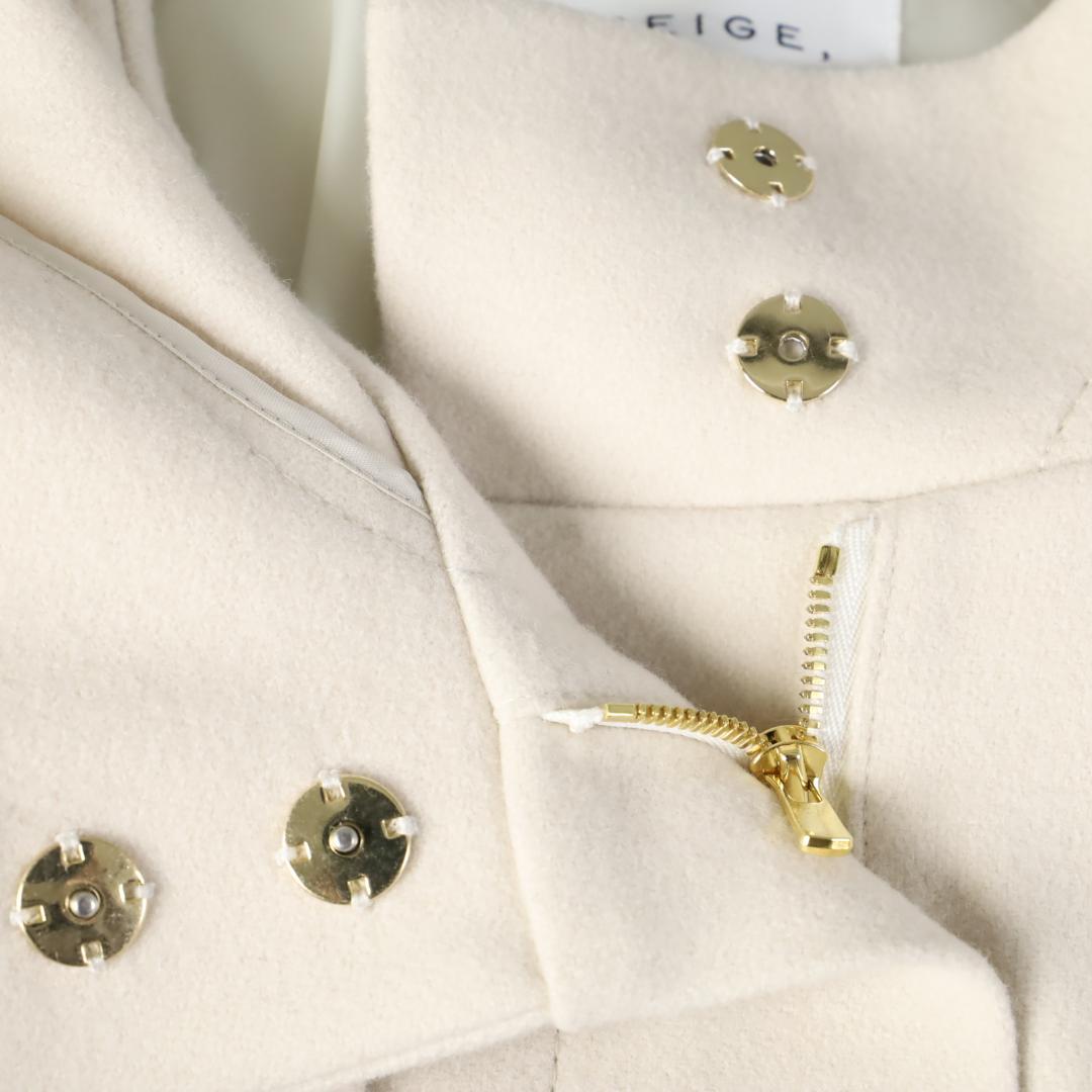 120/352 新品ベイジ ショートコートマフラー