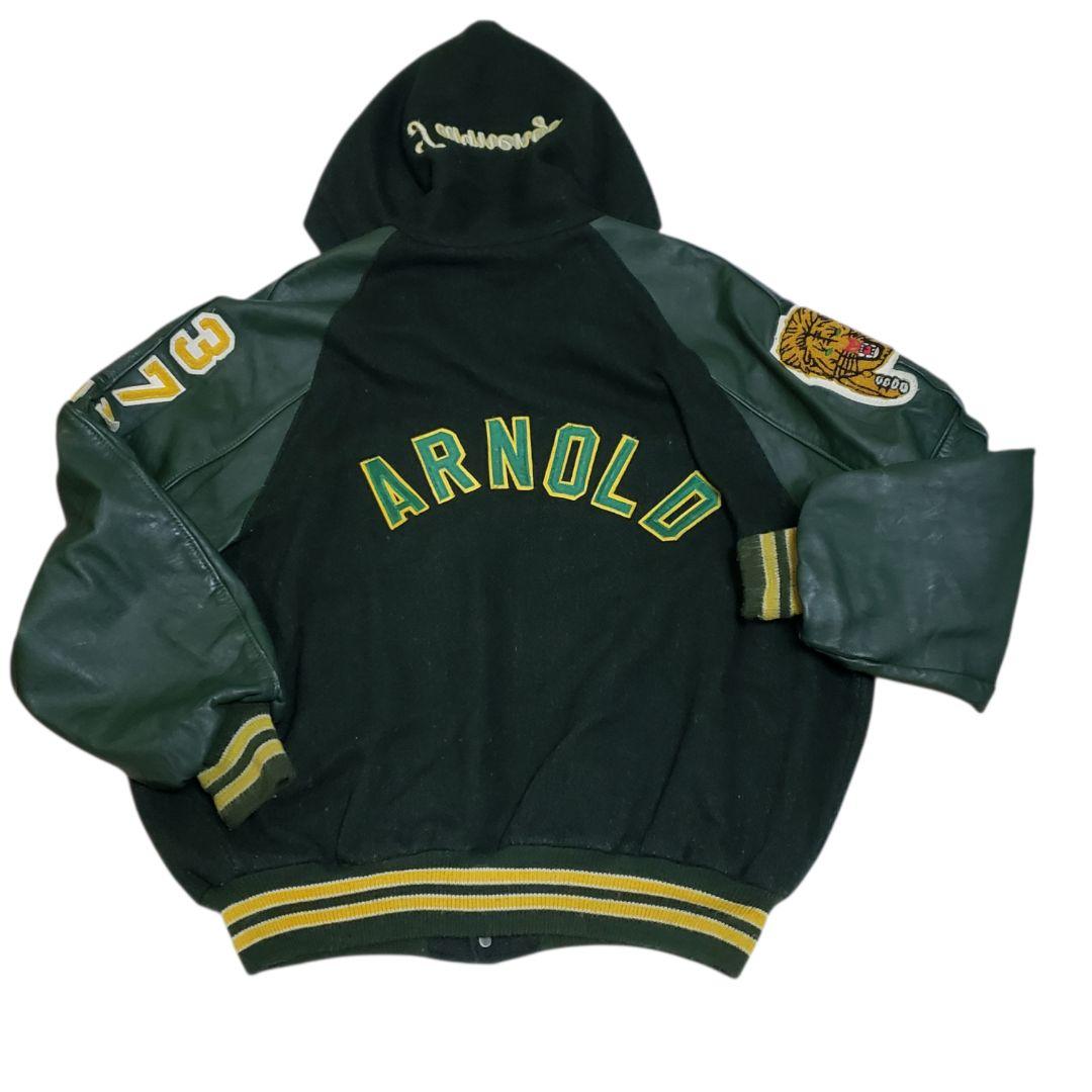 DeLong USA製 刺繍&パッチ多数 vintage 袖レザー リブライン