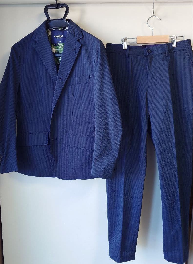 新品 narifuri スーツ セットアップ XS シアサッカー 迷彩柄