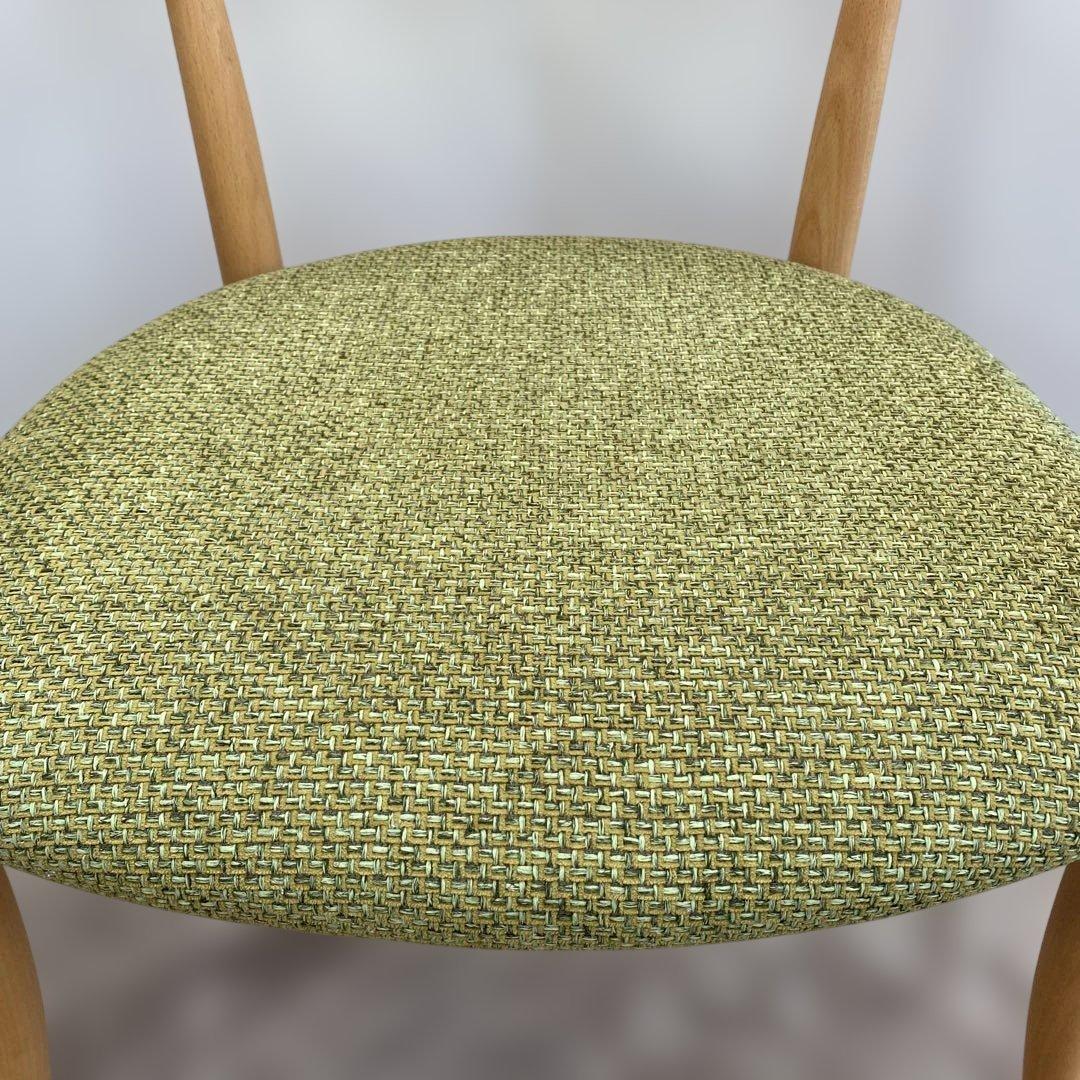 飛騨産業 クレセント(CRESCENT) 木製アームチェア 緑色の布張り