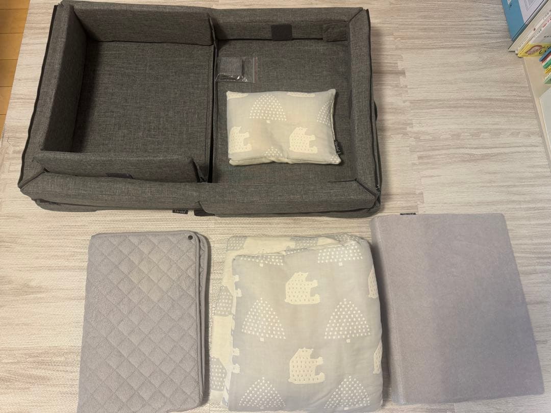 farska コンパクトベッドFREE メランジグレー 折りたたみベビーベッド