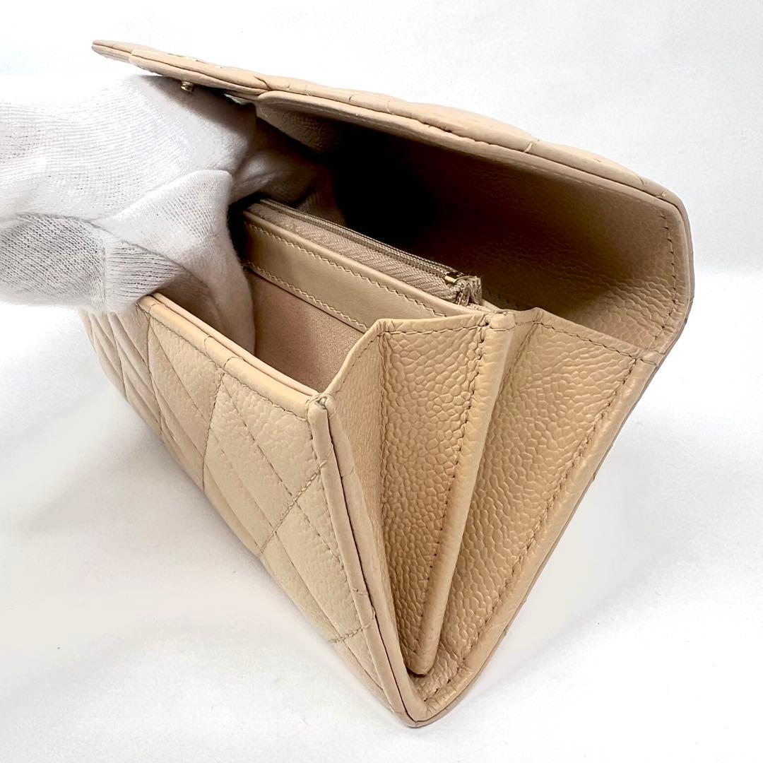 CHANEL シャネル キャビアスキン マトラッセ ロングフラップウォレット