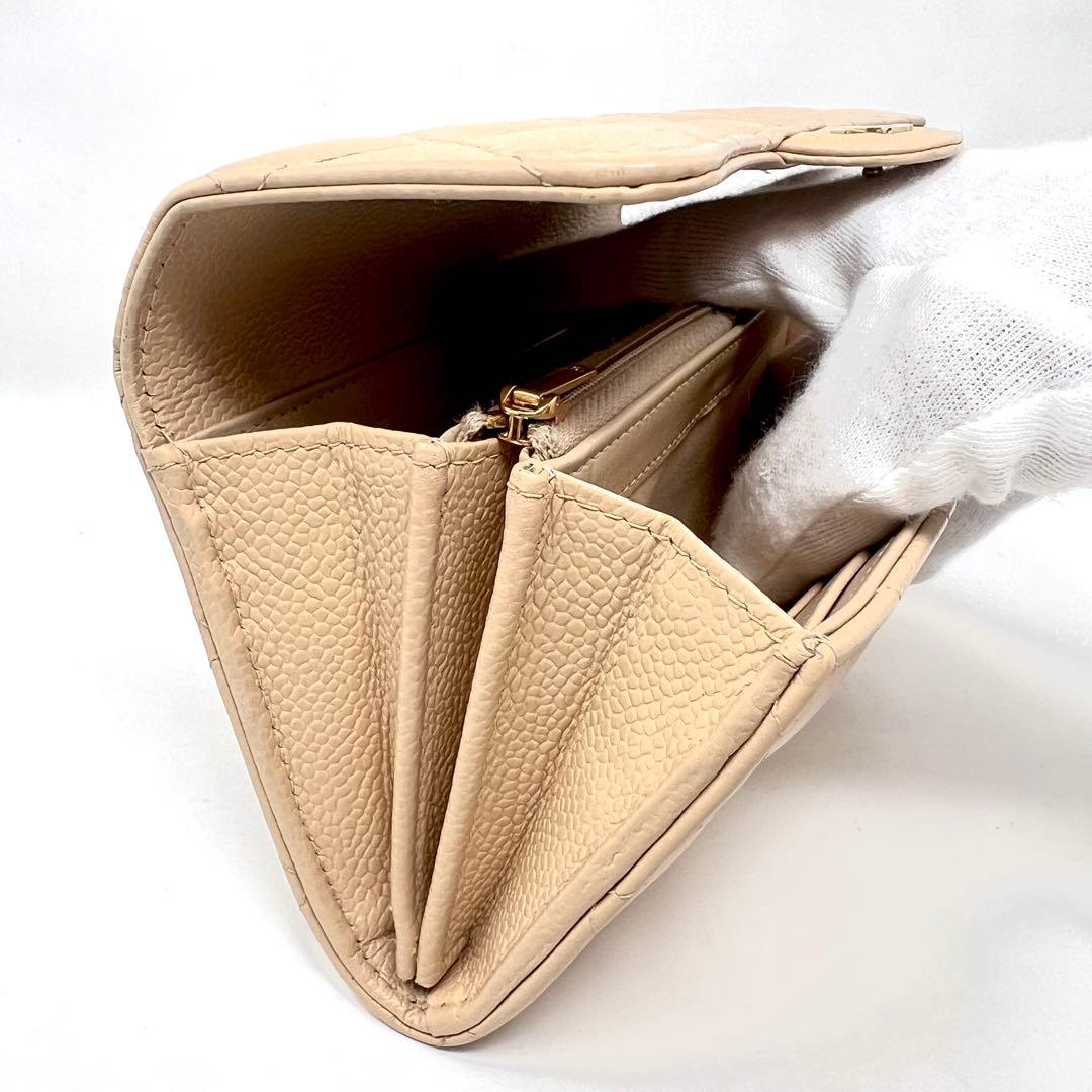 CHANEL シャネル キャビアスキン マトラッセ ロングフラップウォレット