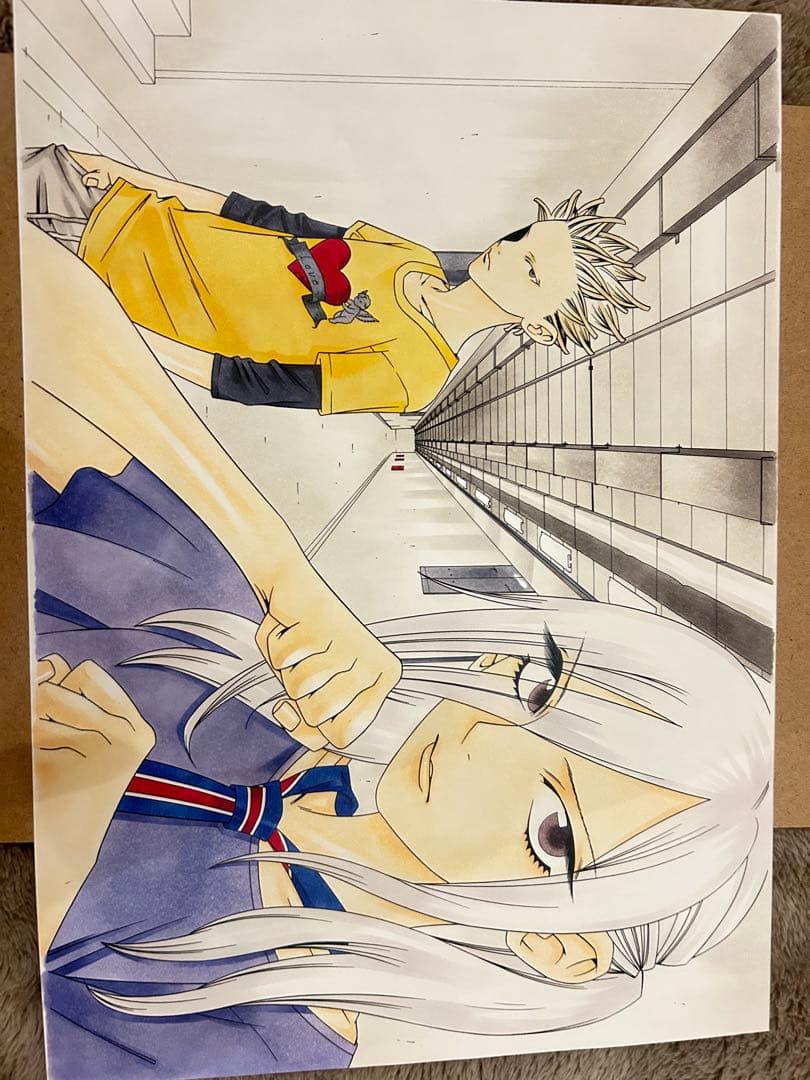 東山むつき 直筆サイン入り カラー原画 水彩