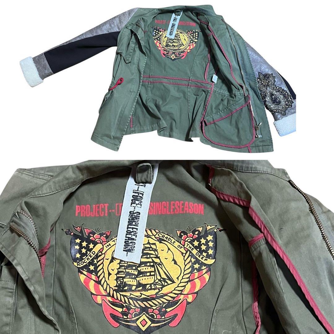 レア♡ イタリア製！リアルレザー　リアルファー　スパンコール　3ウェイ　アウター