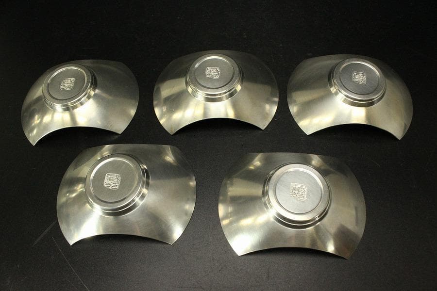 煎茶 蔵苑作 錫 茶入 茶托 瓶敷 まとめて (LC812)