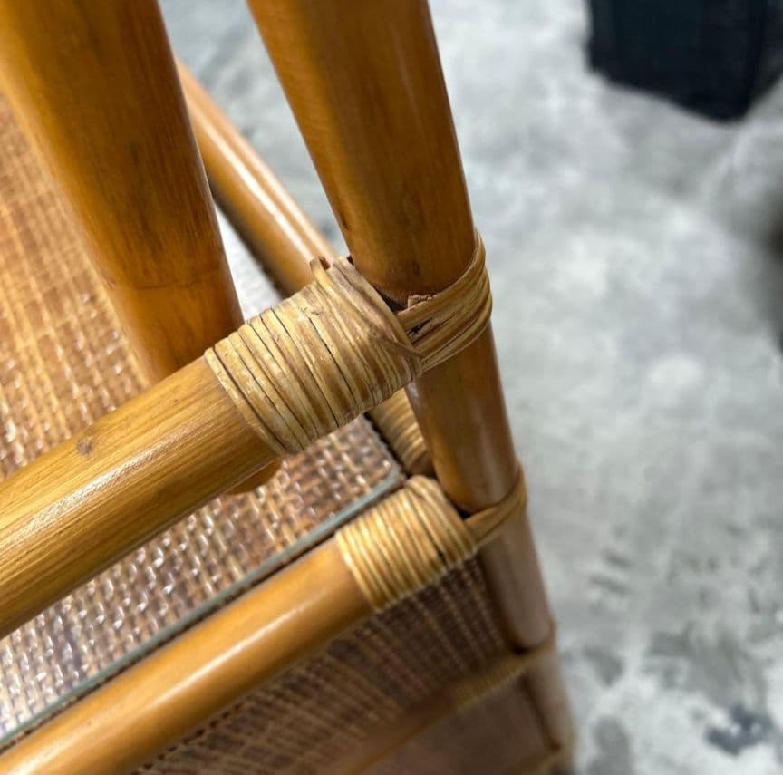 【配送不可、現地引取のみ】ラタン製ドレッサー・鏡台 アーチ型ミラー