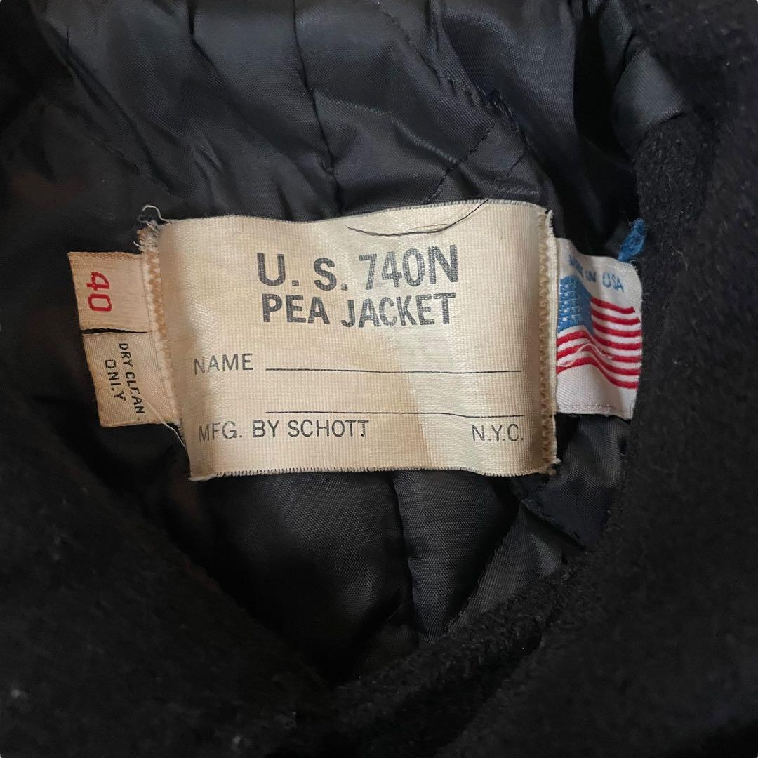80s USA製 ショット ウール Pコート ブラック メンズL相当 ジャケット