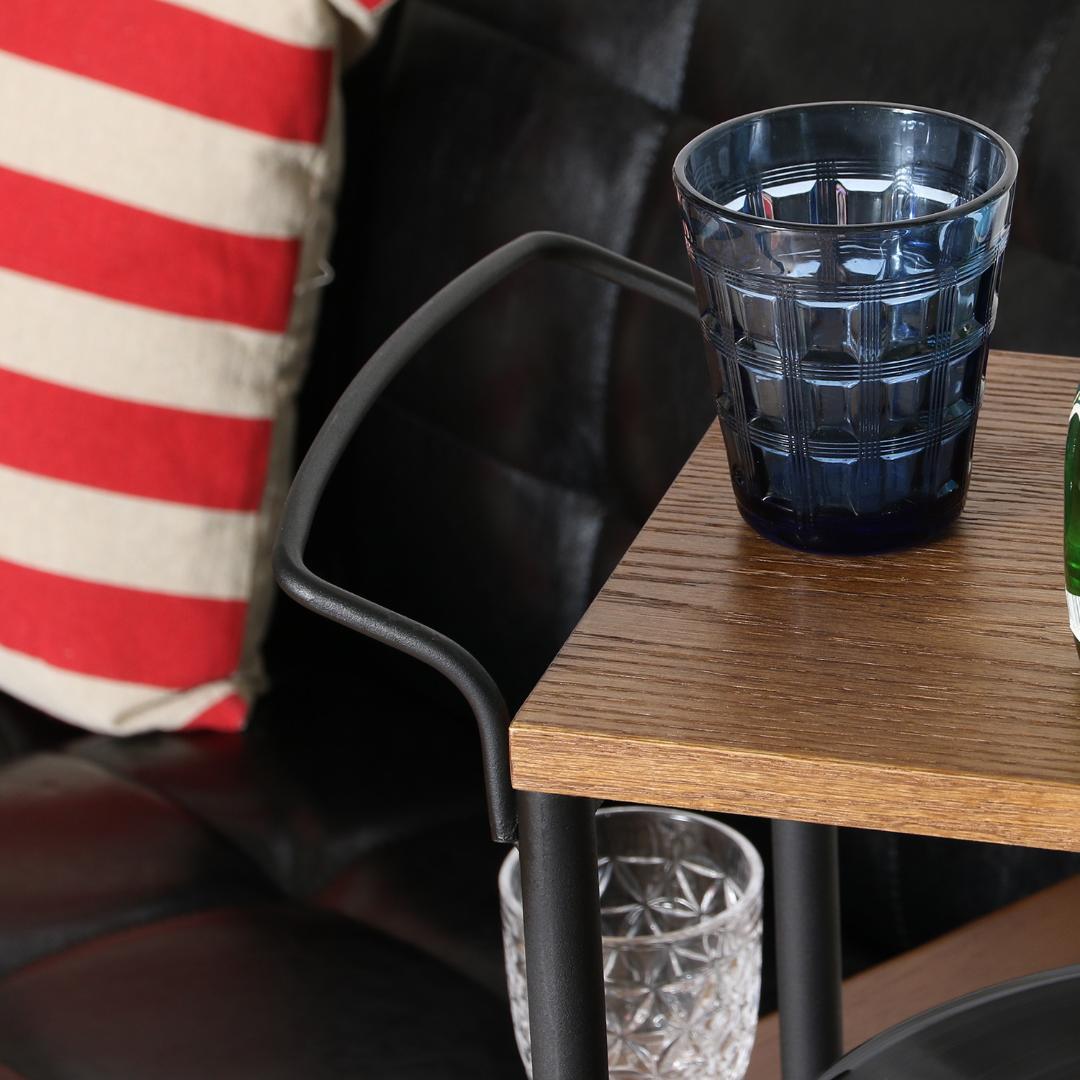 ワゴン ブラックアイアン×天然木 スタイリッシュ