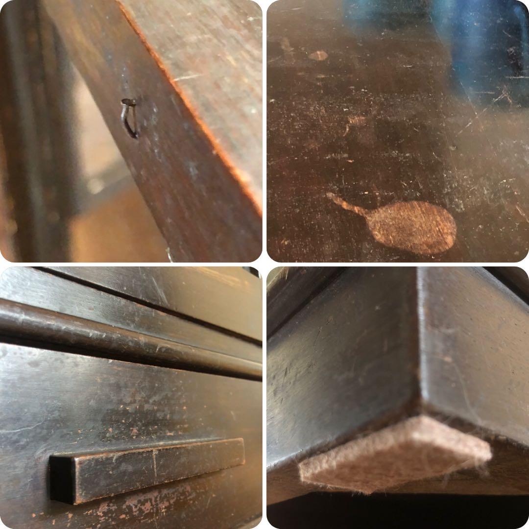 オーク材 洋モダン 【 アンティークキャビネット 】大正ガラス ビンテージ家具