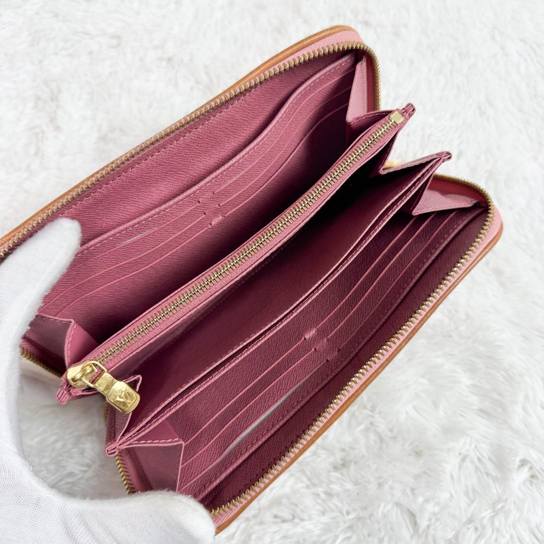 ルイヴィトン ジッピーウォレット モノグラム デニム ジャガード ピンク