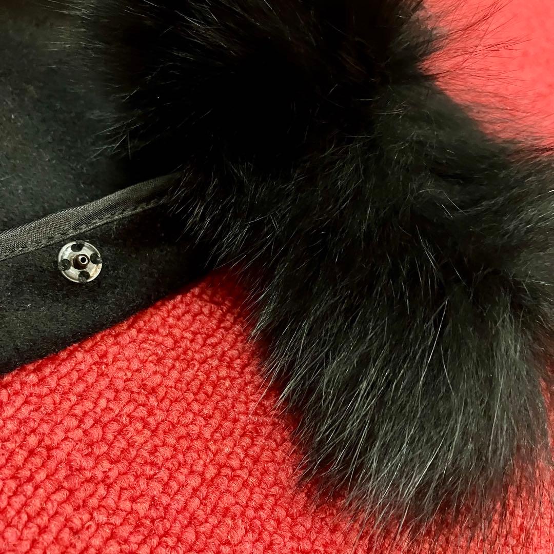 c*p様 sansoケープポンチョ/カシミヤ毛皮ブルーフォックス2wayフード和