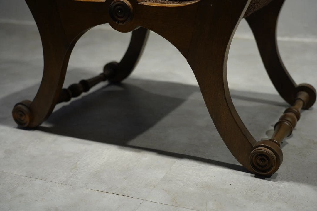英国　オットマン　スリッパチェア　X frame chair アンティーク