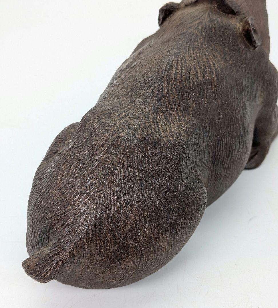 木村春芳 備前焼 亥置物 合箱 伏香炉 香爐 干支置物 亥年 猪 イノシシ 在銘