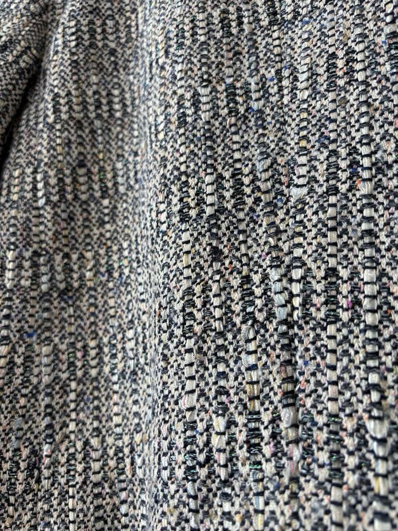 ドゥロワー　ツィード　ノーカラージャケット　ネイビー　38