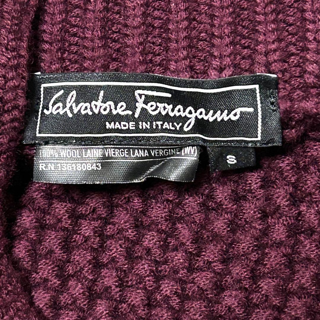 【極美品✨】サルヴァトーレフェラガモ ポンチョ ニット レザー ボルドーカラー