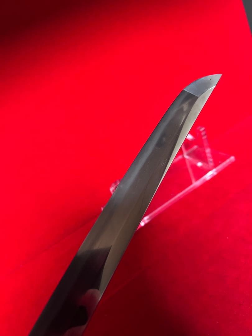 01564 包丁　マグロ包丁　先丸型　両刃　研師仕上げ　刃文綺麗　鞘付　未使用品