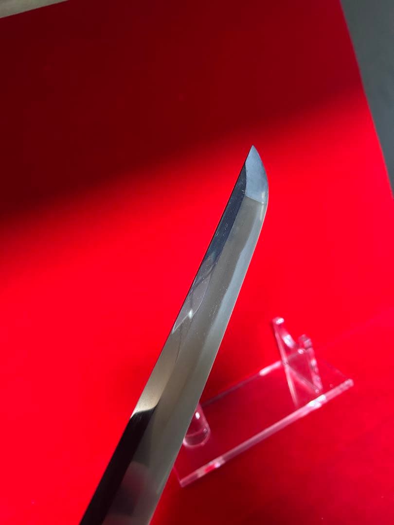 01564 包丁　マグロ包丁　先丸型　両刃　研師仕上げ　刃文綺麗　鞘付　未使用品