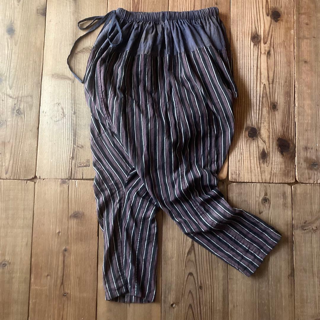 古布リメイク 風呂敷 縞木綿 ピエロもんぺ サルエル モンキーパンツ