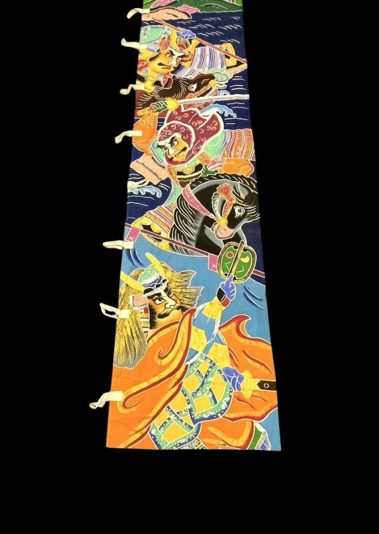 時代物 のぼり古布 布 木綿 武者絵 幟旗 侍 五月 670 x 85cm