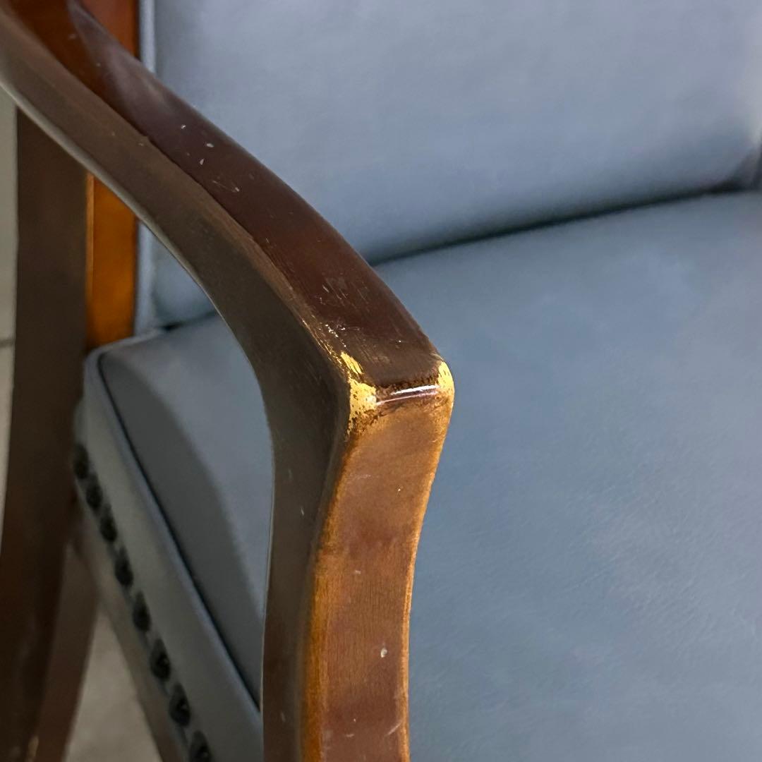 ✦マルニ木工✦ アームチェア 昭和レトロ レザー調 鋲打ち クラシックチェア