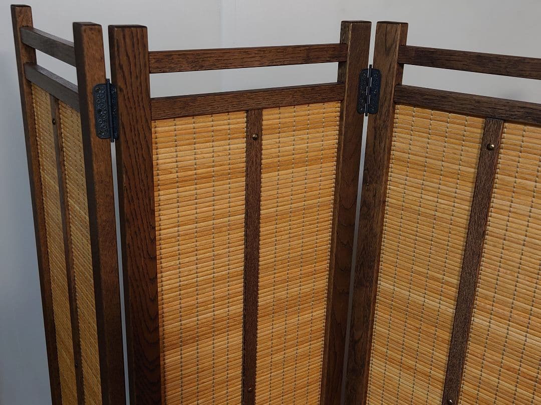 衝立　特注　4連パーテーション　全て天然杢楢無垢材自然オイル手塗り塗装　１台限定