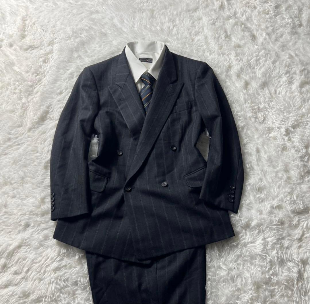 90s BURBERRY バーバリー ダブル　セットアップ　スーツ　ストライプ