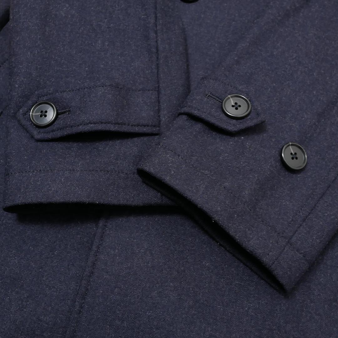 美品【バーニーズニューヨーク】XL ダブルコート ネイビー ウールPコート