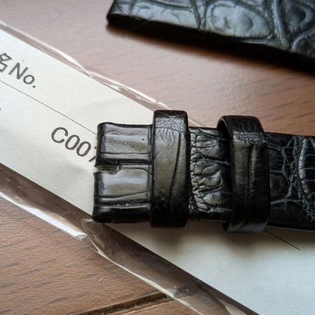 グランドセイコー 純正革ベルト 18mm クロコダイル ブラック 玉符 中古美品