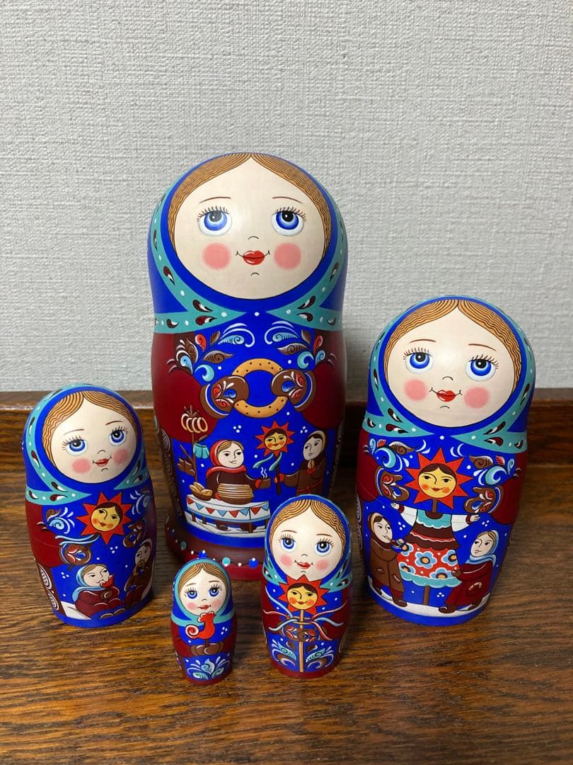 ロシア雑貨☆『マースレニッツァ』バター祭りマトリョーシカ5Pイースター オリガ