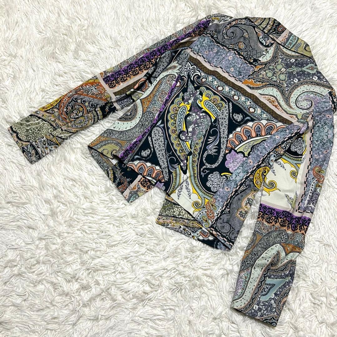 良品　エトロ　テーラードジャケット　42 マルチカラー　ストレッチ　総柄