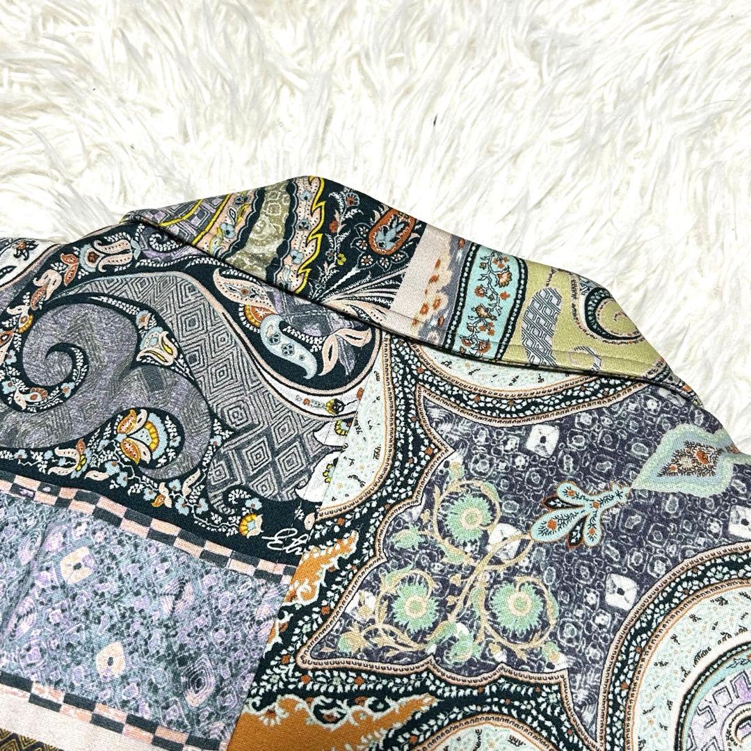 良品　エトロ　テーラードジャケット　42 マルチカラー　ストレッチ　総柄