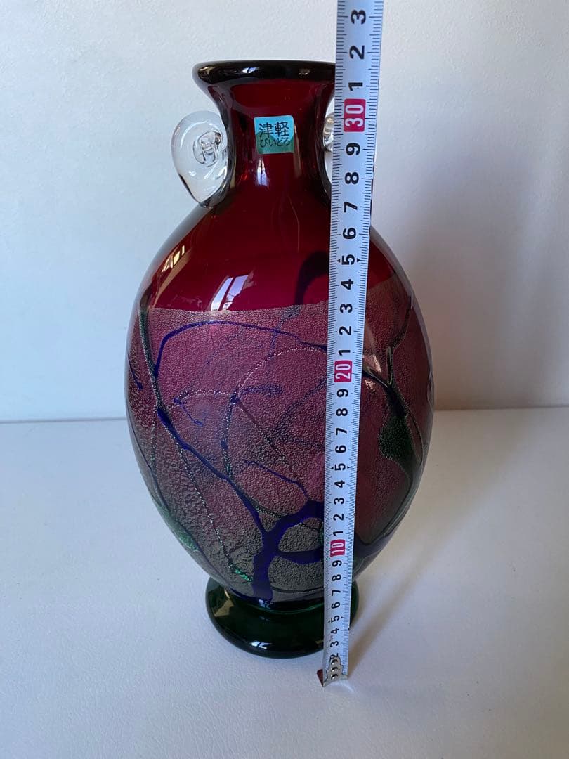 津軽びいどろ　花瓶　ガラス工芸　ハンドメイド　未使用　置物